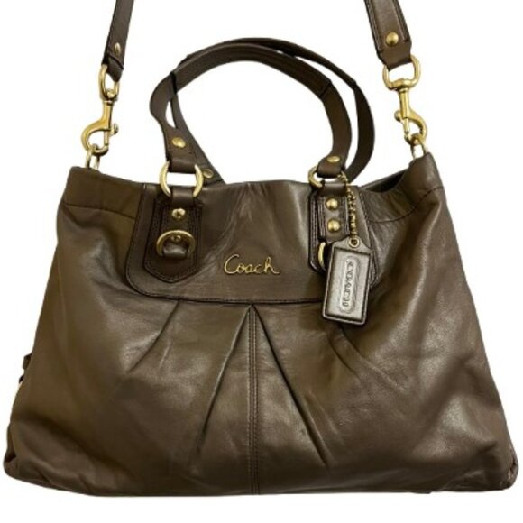 Coach Large Ashley Satchel Metallic Bronze Leather Handbag (F15513)- EUC - Picture 1 of 8